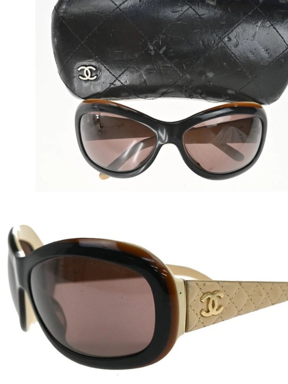 CHANEL CC Matelasse Sunglasses Eye Were 5116-Q Plastic Leather BN BE 63RL855
